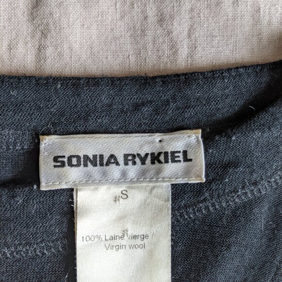 Rare Sonia Rykiel Tri-fabric Black Dress (Wool, Velvet) Size S - Picture 3 of 6